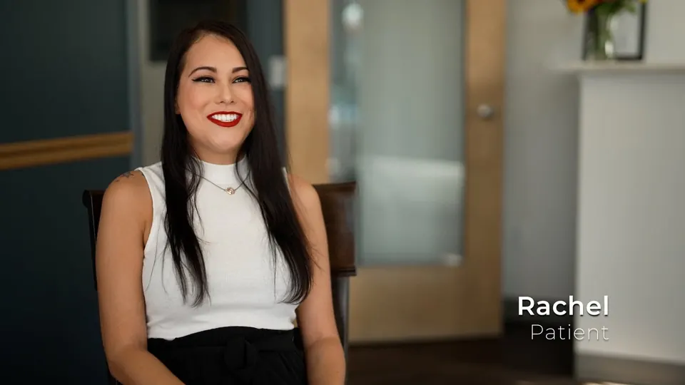 Rachel, a Severn River Dental patient, in the practice&rsquo;s video testimonial.